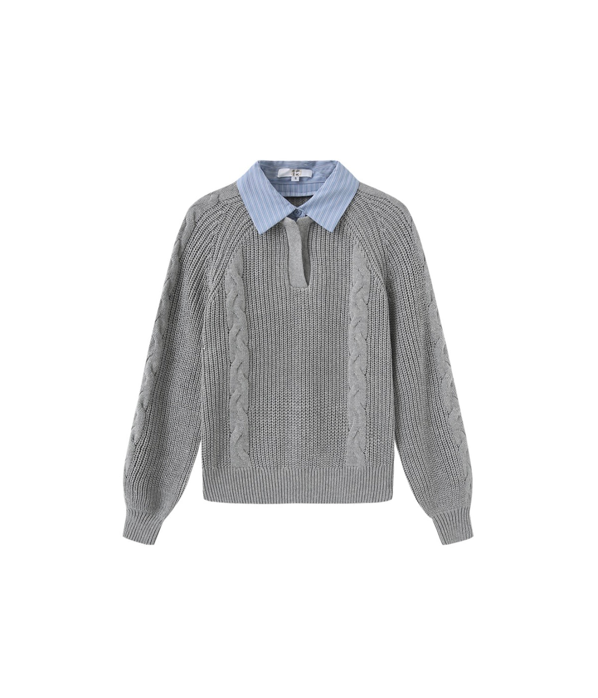 Cable Knit Stripe Collar Sweater